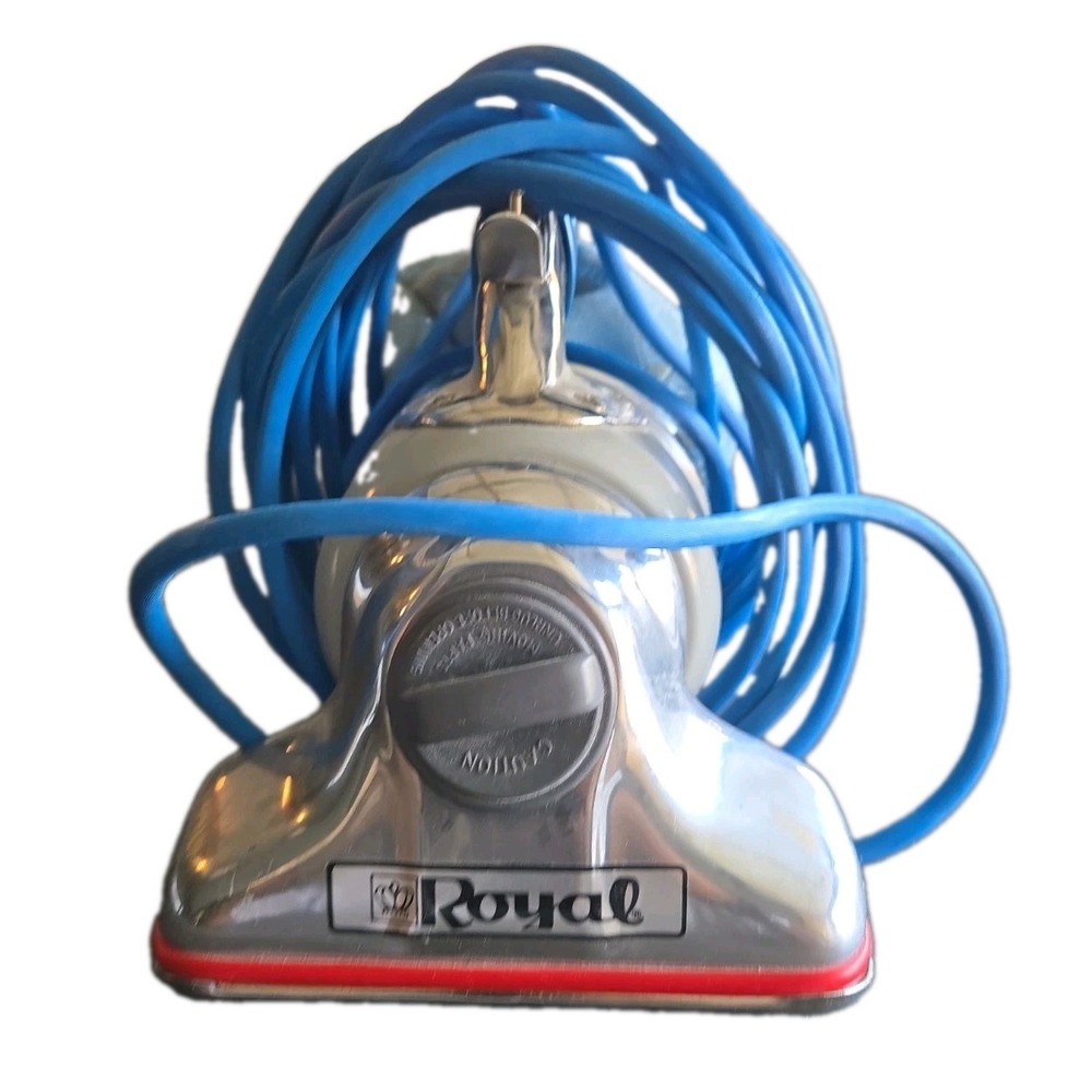 Vintage Royal Prince Model 501 Handheld Vacuum Cleaner Blue Cord Chrome Tested